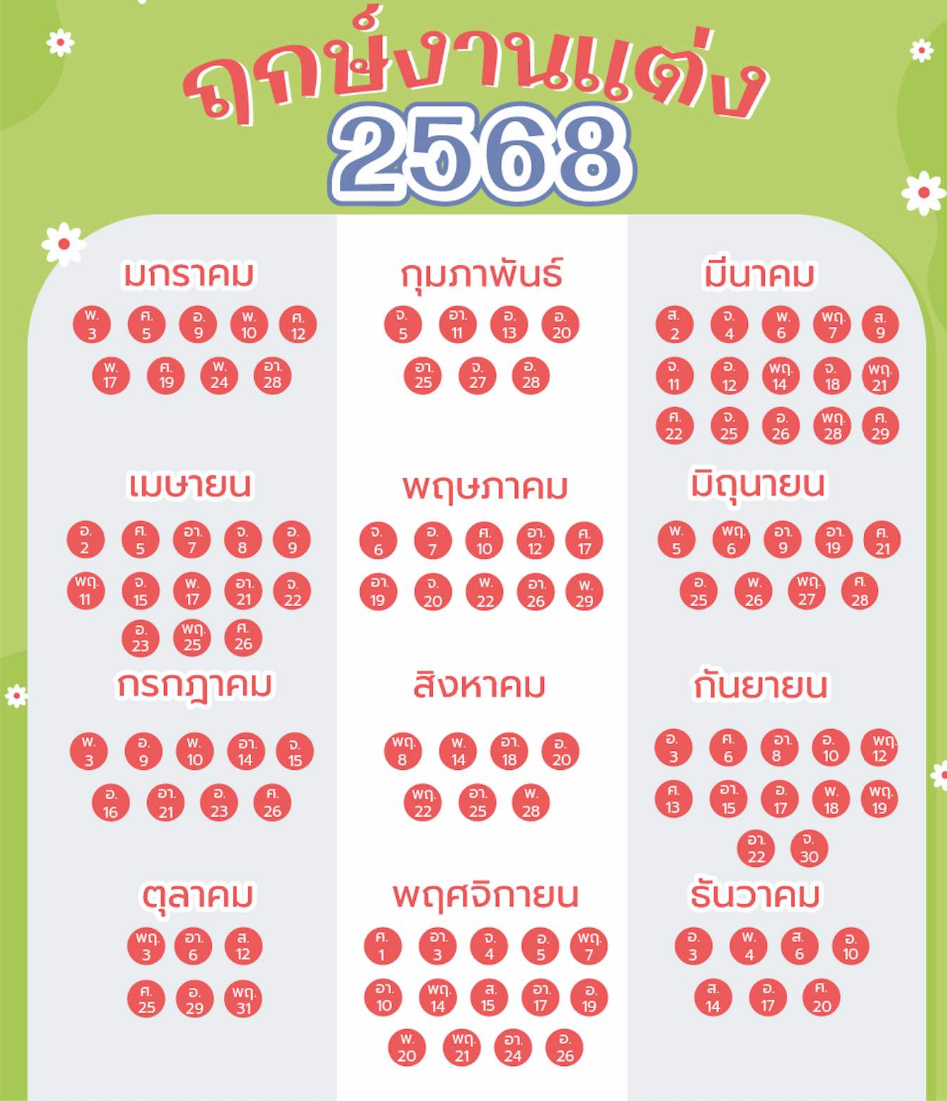 ฤกษ์แต่งงาน 2567 ทุกเดือนตามปฏิทินไทย, เทรนด์ชุดเจ้าสาว 2024, แต่งงานวันไหนดีสุด 2025, แต่งงานวันไหนดีสุด 2024, ฤกษ์แต่งงาน 2567, ฤกษ์แต่งงาน 2024, ฤกษ์แต่งงาน 2568